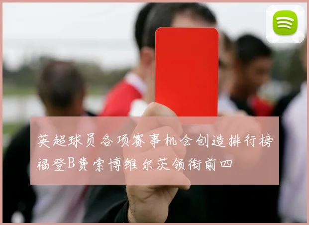 英超球员各项赛事机会创造排行榜福登B费索博维尔茨领衔前四